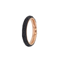 Bague fine en acier doré rose pailletée noir