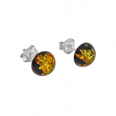 Boucles d'oreilles célestes argent 925/1000 et ambre jaune et noir