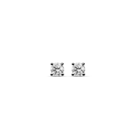 Boucles d'oreilles puces diamants synthétiques 0,25ct GVS sertis 4 griffes, Or blanc 750/1000