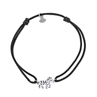 Bracelet cordon, motif zèbre en émail et argent 925/1000 rhodié