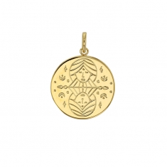 Médaille signe astrologique gravé, Bélier, plaqué or