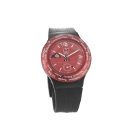 Montre WWT boîtier et cadran bordeaux et bracelet en caoutchouc noir