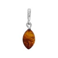 Pendentif ambre cognac ovale arrondi et argent 925/1000